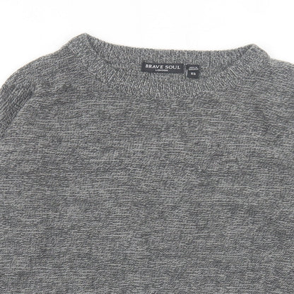 Brave Soul Womens Grey Crew Neck  Acrylic Pullover Jumper Size XS