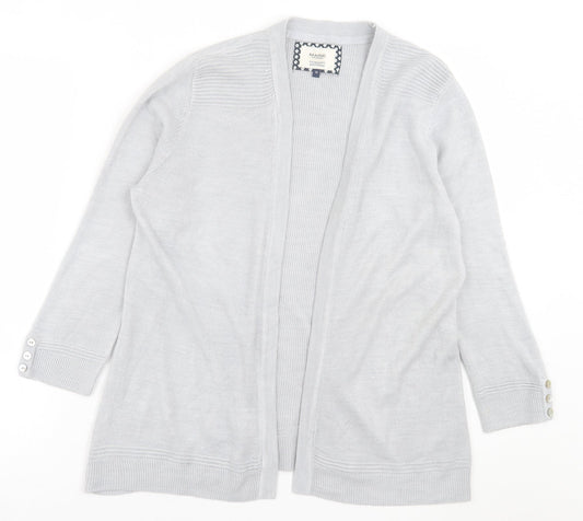 Maine Womens Grey V-Neck  Acrylic Cardigan Jumper Size 14