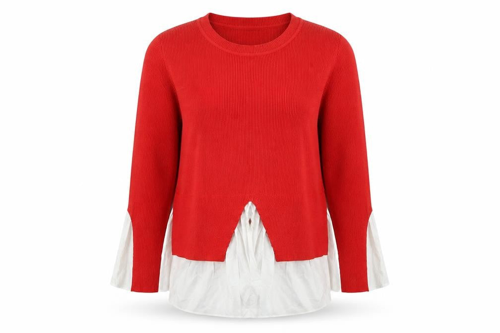 Yu & Me Womens Red Crew Neck  Viscose Pullover Jumper Size M