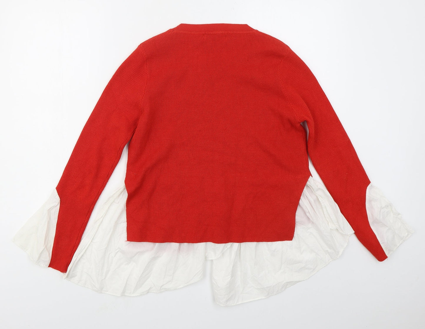 Yu & Me Womens Red Crew Neck  Viscose Pullover Jumper Size M