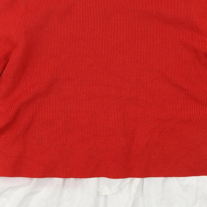 Yu & Me Womens Red Crew Neck  Viscose Pullover Jumper Size M