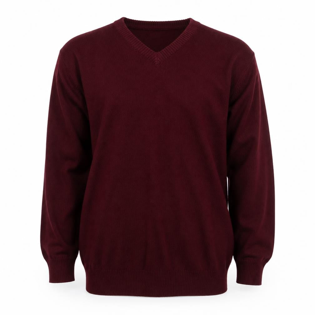 Chums Mens Red V-Neck  Acrylic Pullover Jumper Size S   - Burgundy