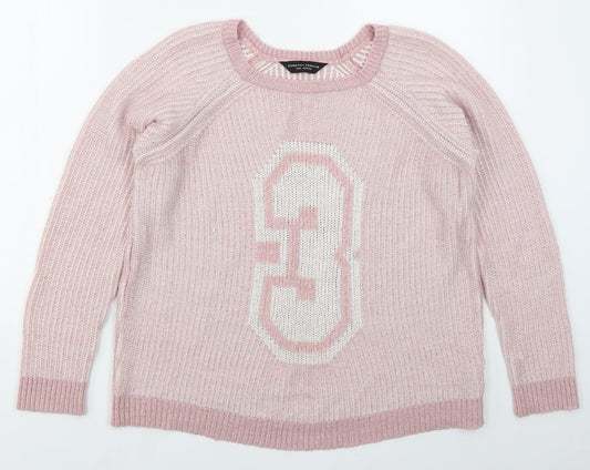 Dorothy Perkins Womens Pink Crew Neck  Acrylic Pullover Jumper Size 14   - 3
