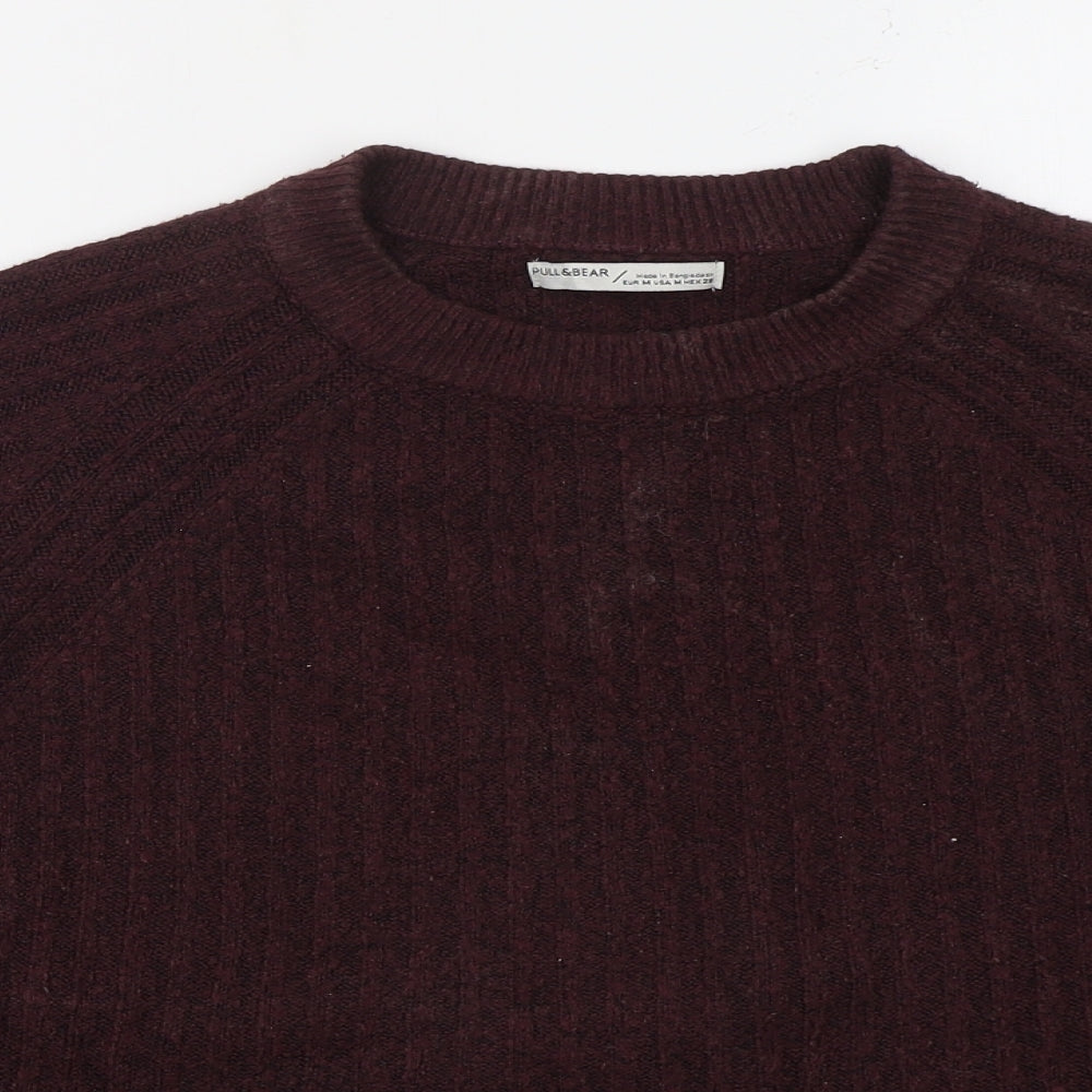 Pull & Bear Womens Purple Crew Neck  Acrylic Pullover Jumper Size M