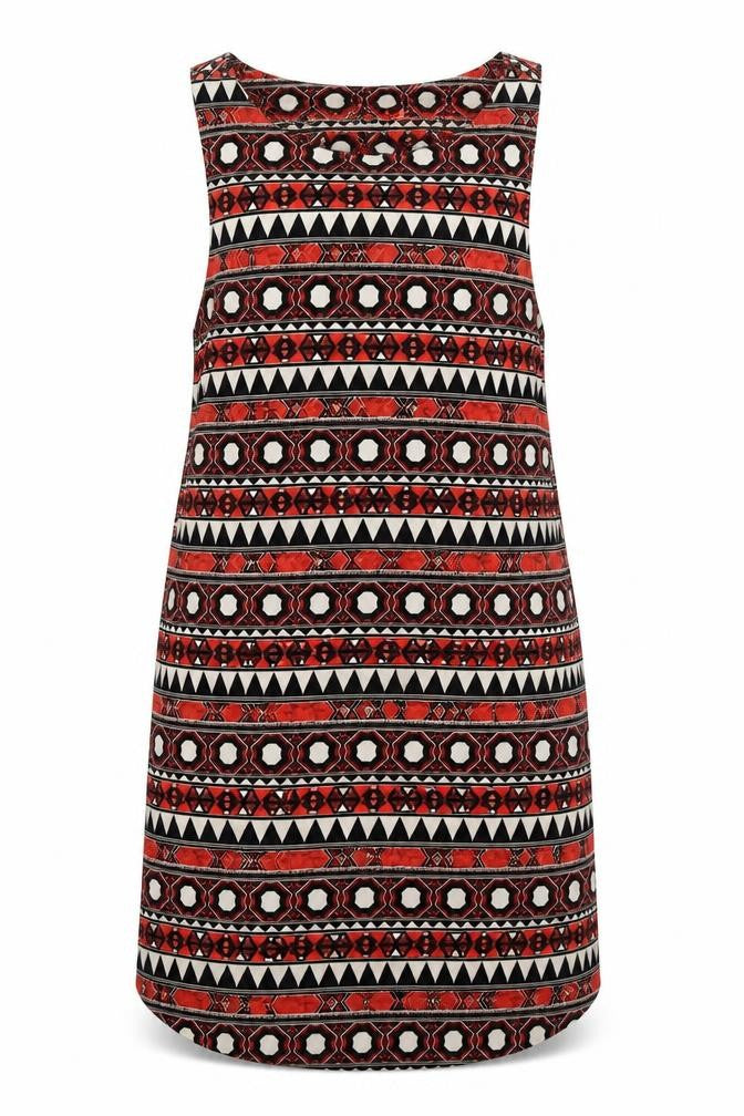 H&M Womens Red Geometric Polyester Tank Dress  Size 10  Round Neck Pullover
