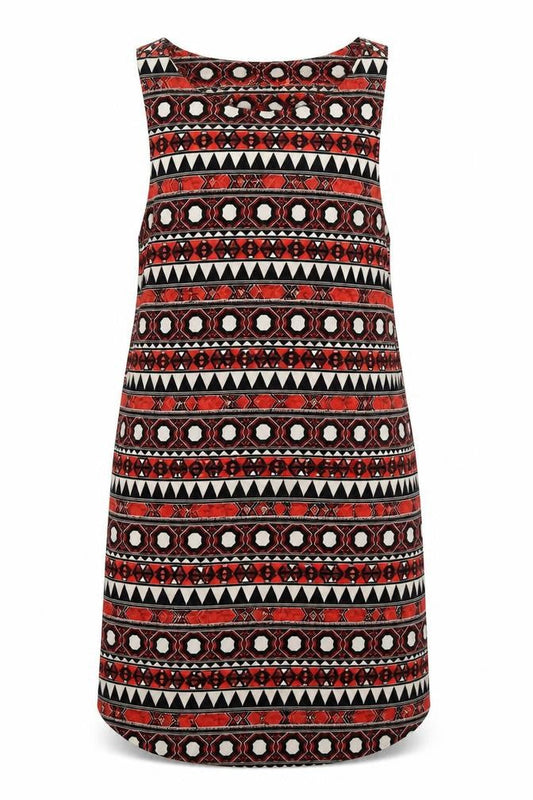 H&M Womens Red Geometric Polyester Tank Dress  Size 10  Round Neck Pullover