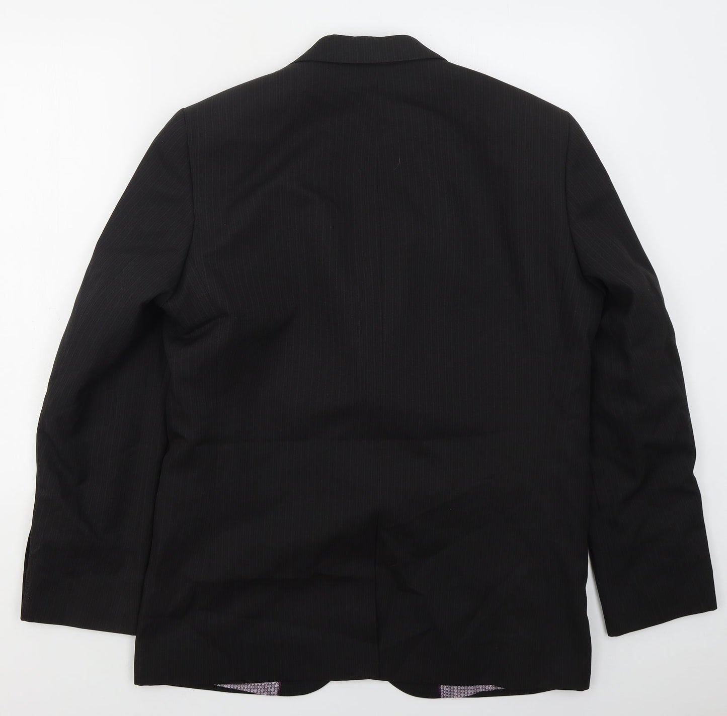 Taylor & Wright Mens Black Striped Polyester Jacket Suit Jacket Size 40
