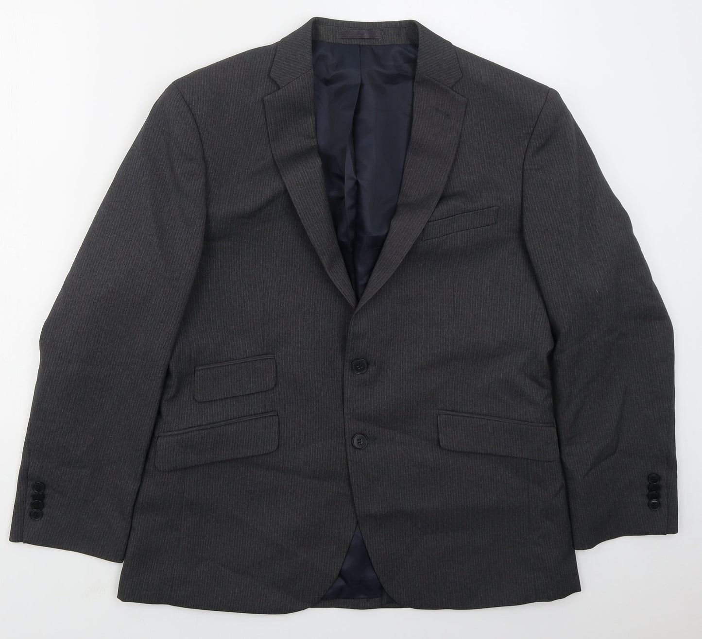 Taylor & Wright Mens Grey Striped Polyester Jacket Suit Jacket Size 40