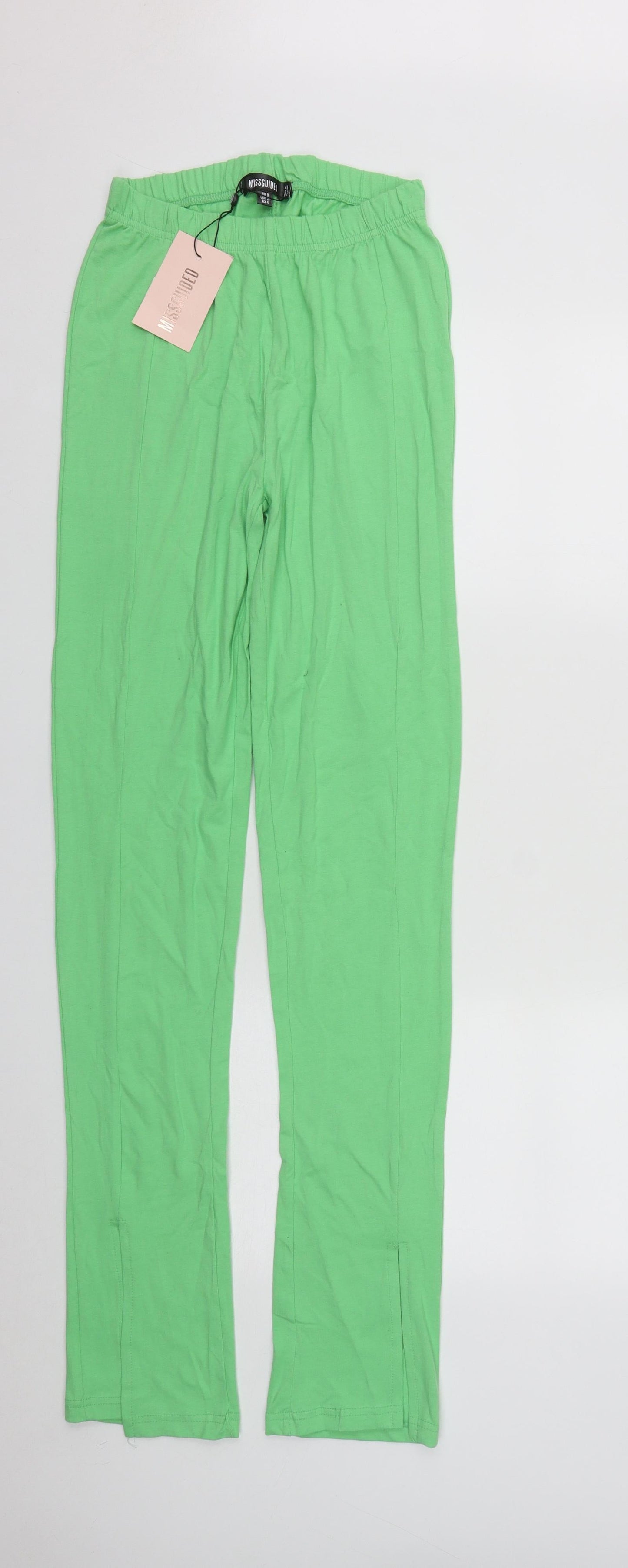 Missguided Womens Green  Cotton Jegging Trousers Size 8 L33 in Regular