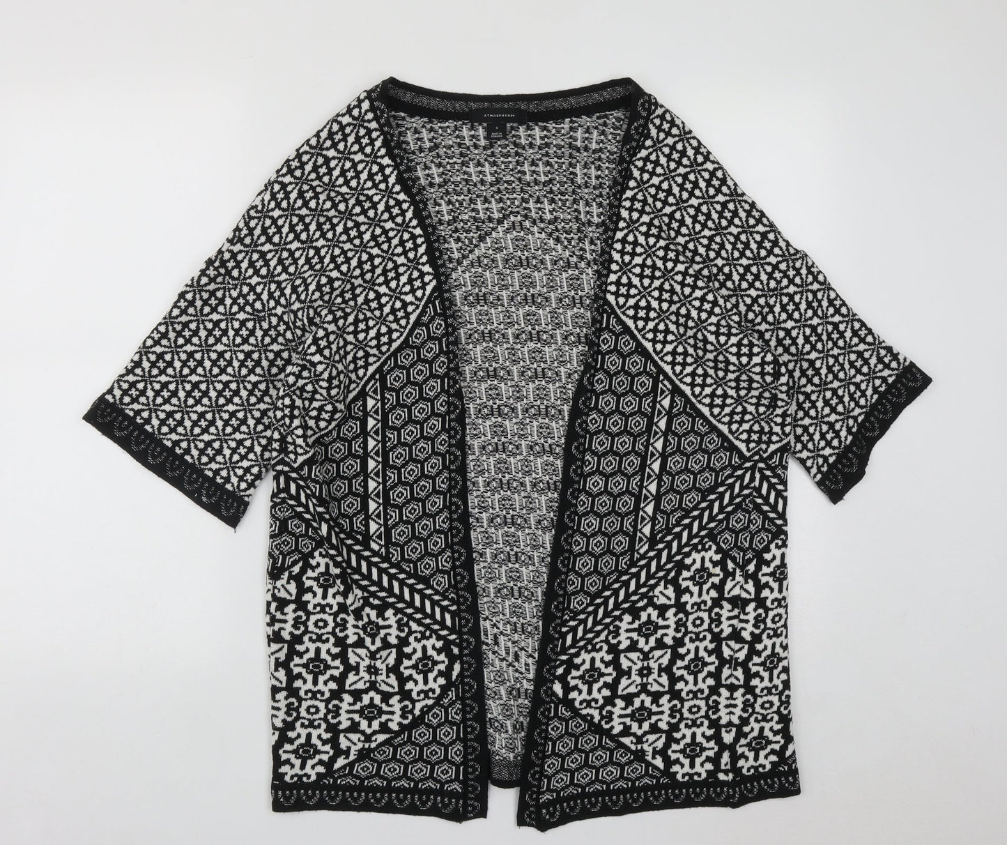 Atmosphere Womens Multicoloured V-Neck Geometric Acrylic Cardigan Jumper Size S