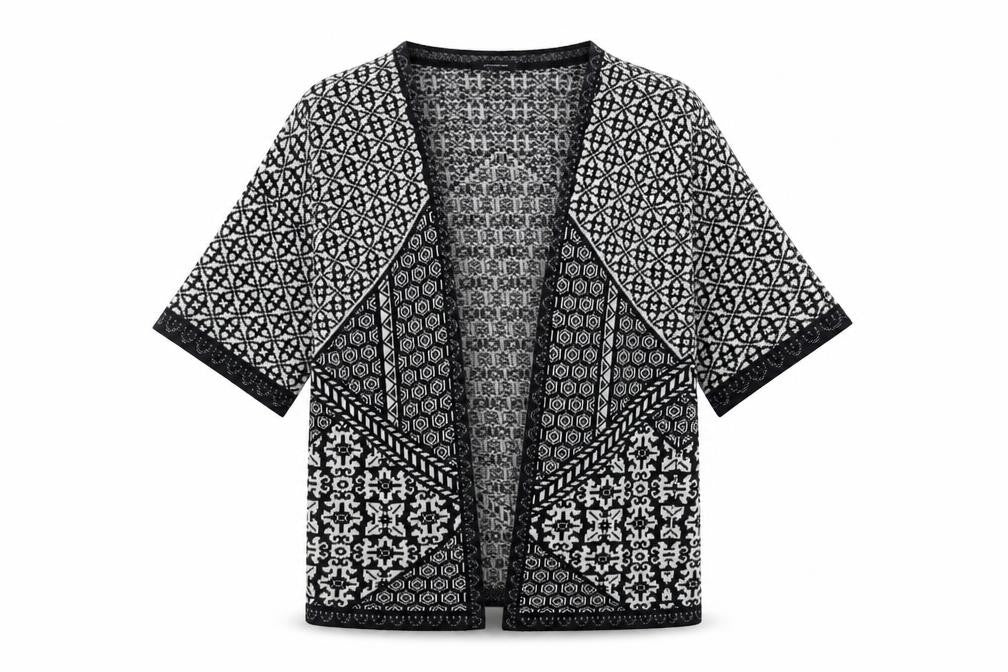 Atmosphere Womens Multicoloured V-Neck Geometric Acrylic Cardigan Jumper Size S