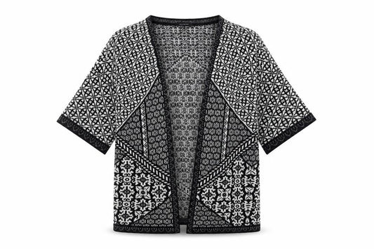 Atmosphere Womens Multicoloured V-Neck Geometric Acrylic Cardigan Jumper Size S
