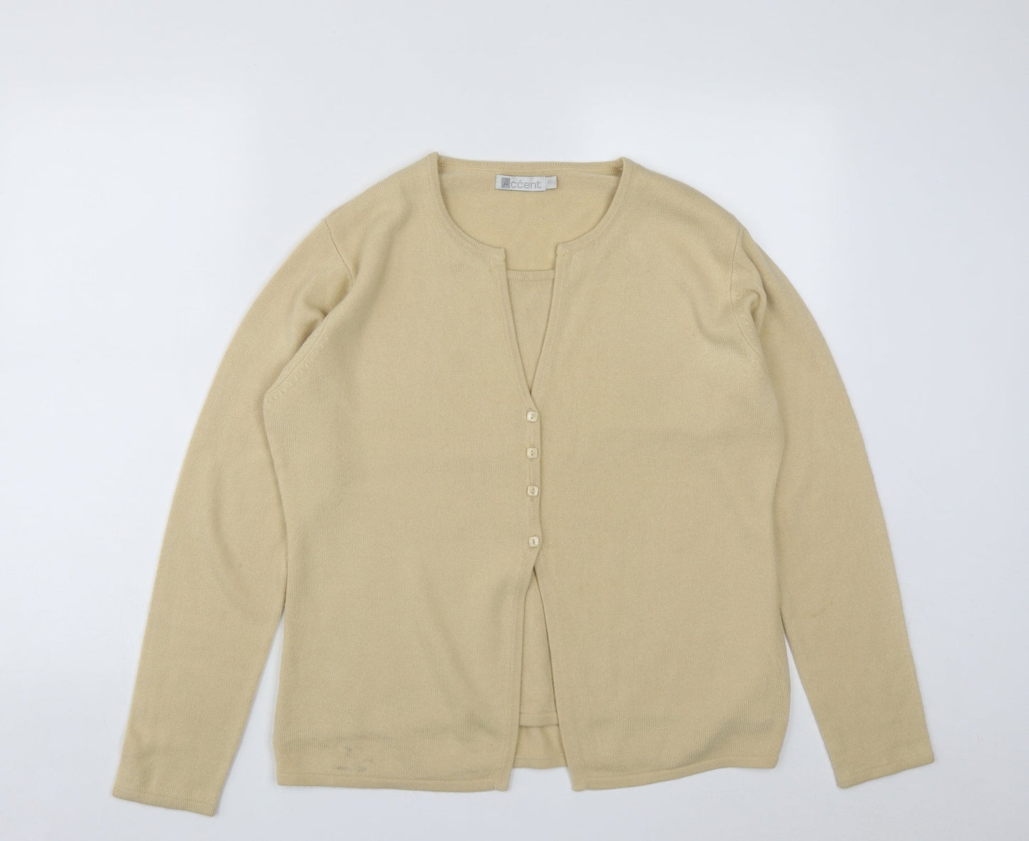 Accent Womens Beige Round Neck  Acrylic Pullover Jumper Size 10