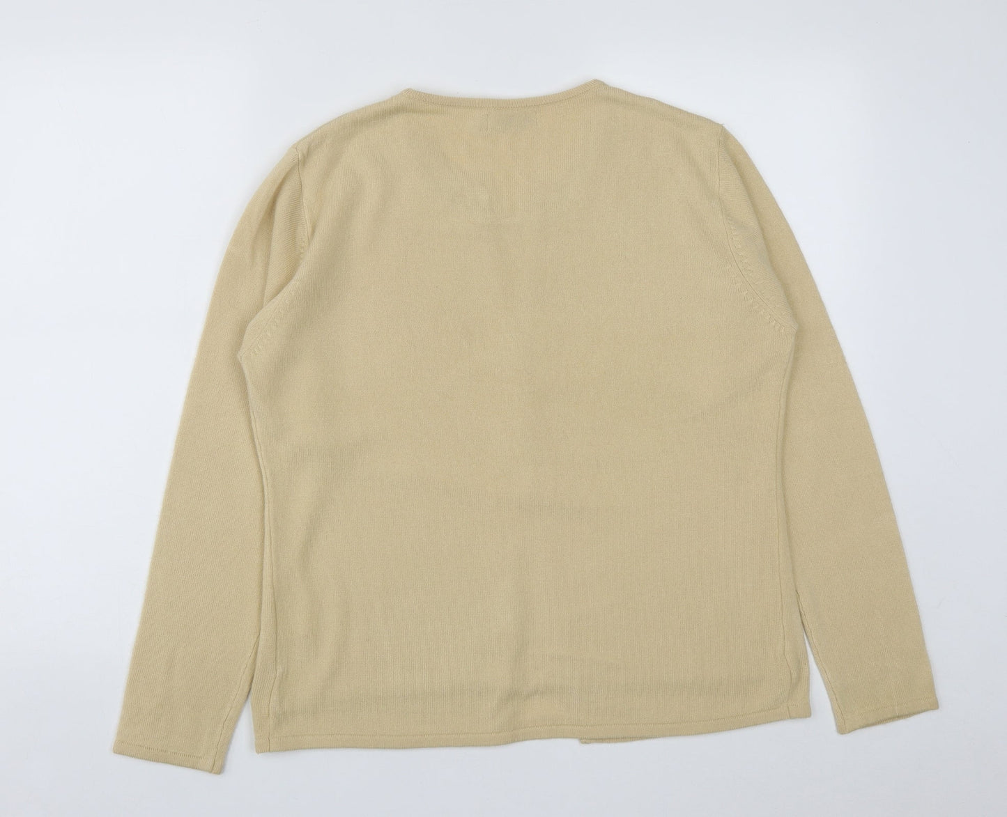 Accent Womens Beige Round Neck  Acrylic Pullover Jumper Size 10