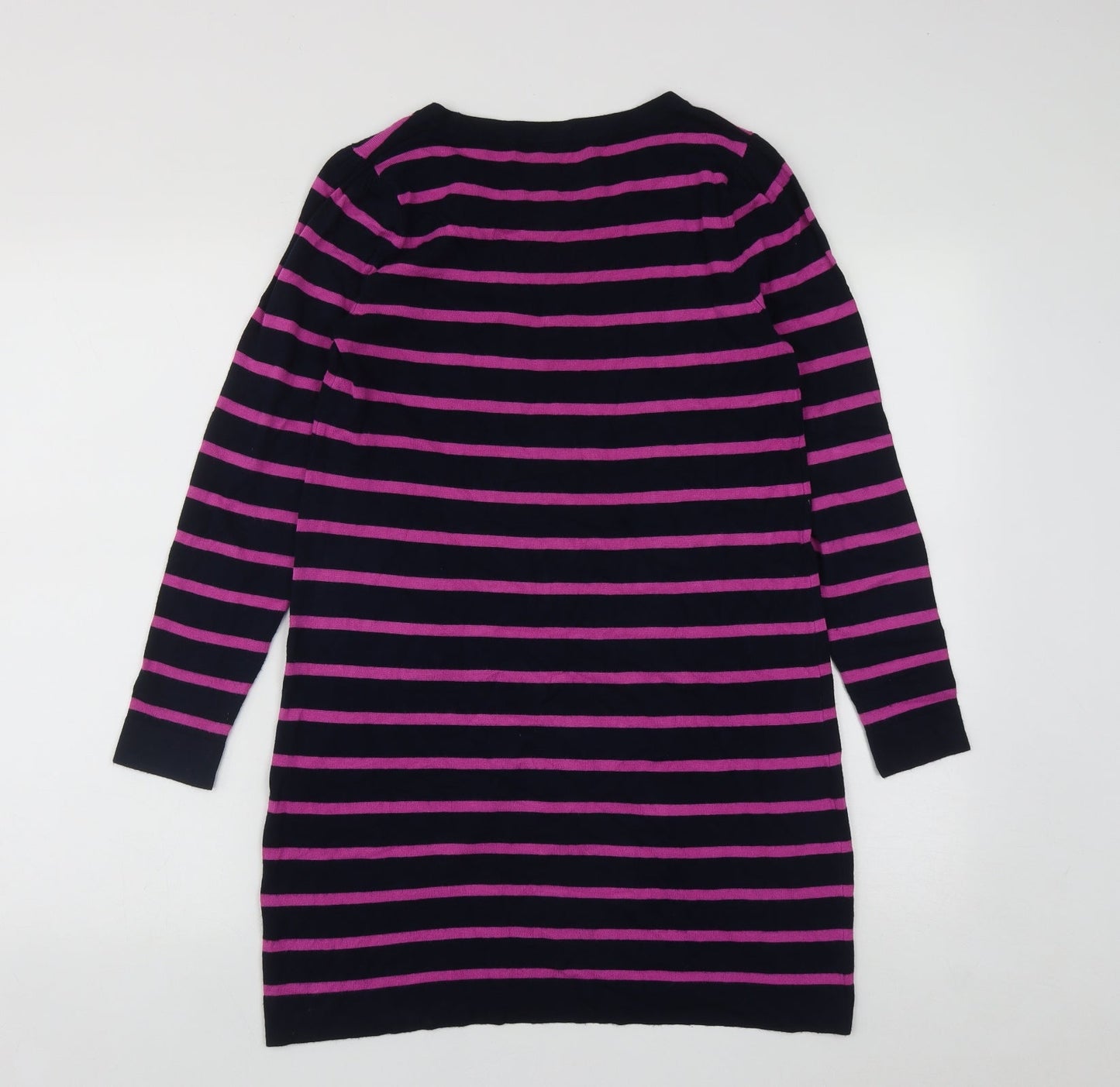 Marks and Spencer Womens Multicoloured Round Neck Striped Acrylic Pullover Jumper Size S