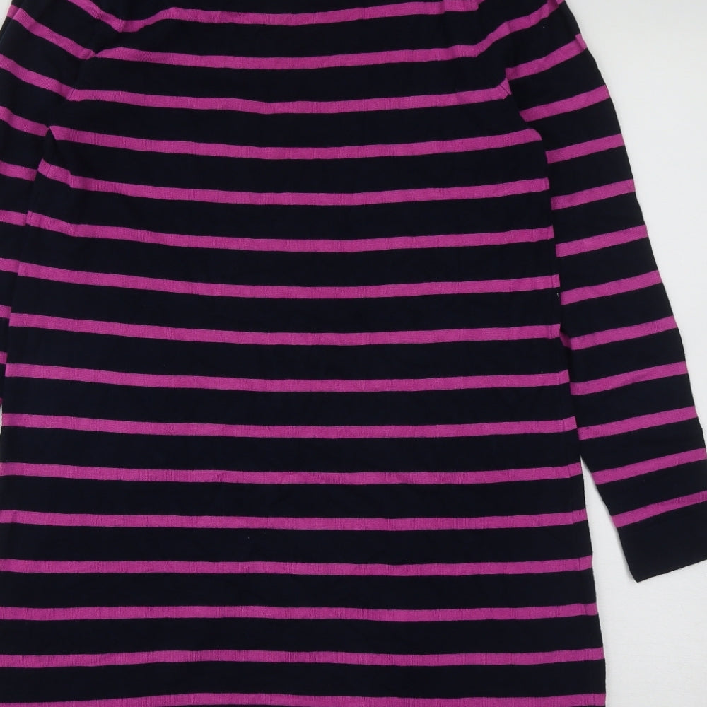 Marks and Spencer Womens Multicoloured Round Neck Striped Acrylic Pullover Jumper Size S