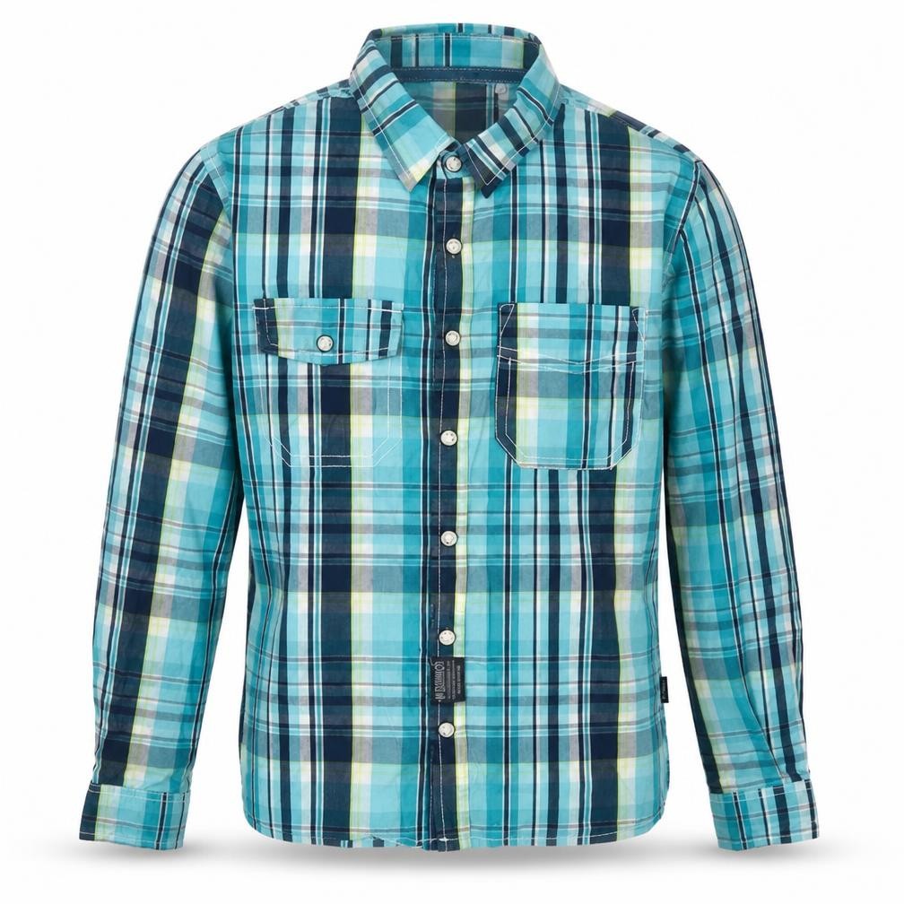 NAME IT Boys Multicoloured Plaid Cotton  Button-Up Size 11-12 Years Collared Snap