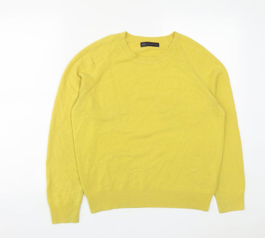 Marks and Spencer Womens Yellow Round Neck  Acrylic Pullover Jumper Size 12