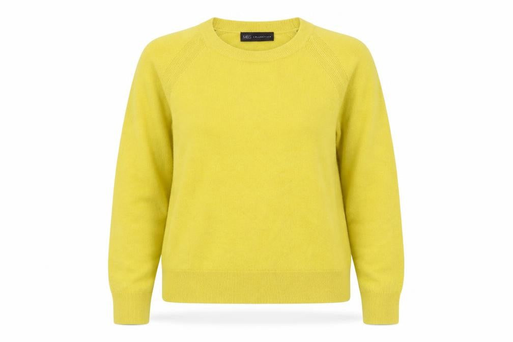 Marks & Spencer Womens Yellow Round Neck  Acrylic Pullover Jumper Size 12