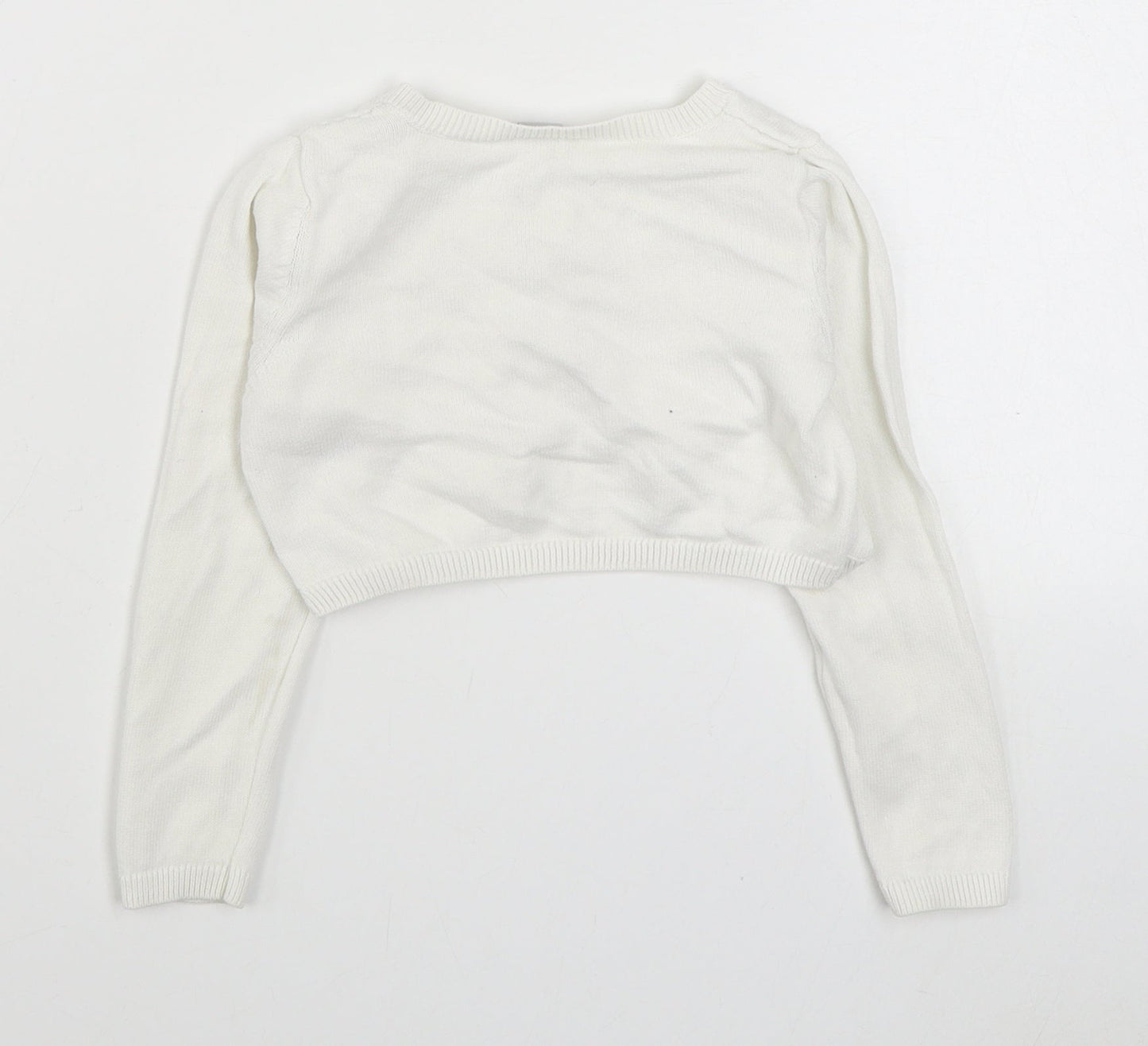 TU Girls White Boat Neck  100% Cotton Cardigan Jumper Size 4 Years  Button
