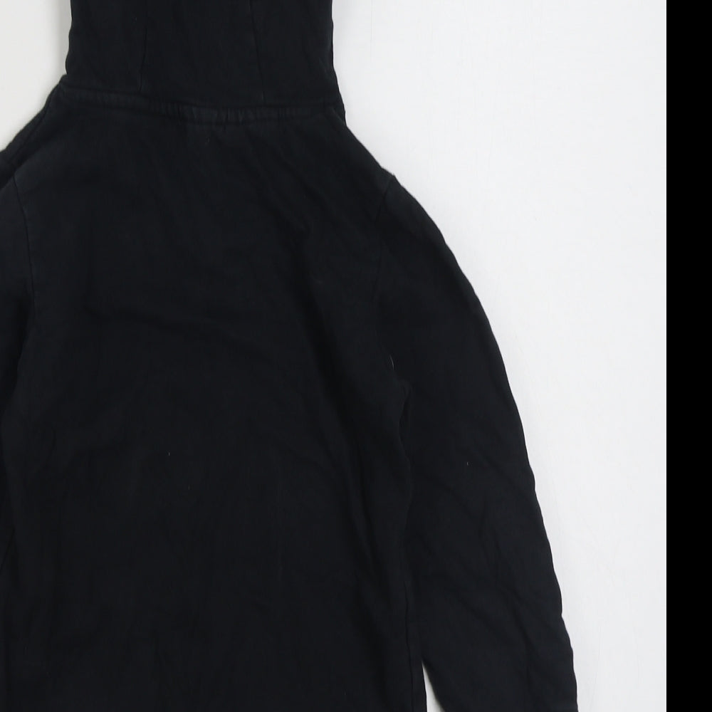 Bonprix Girls Black 100% Cotton Pullover Hoodie Size 6-7 Years Pullover