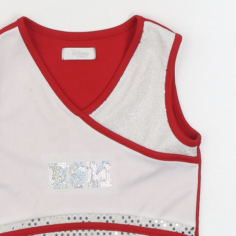 Disney Girls Red  Polyester Basic Tank Size 7-8 Years V-Neck Pullover - High School Musical