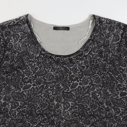 Bonmarché Womens Grey Scoop Neck Paisley Acrylic Pullover Jumper Size L