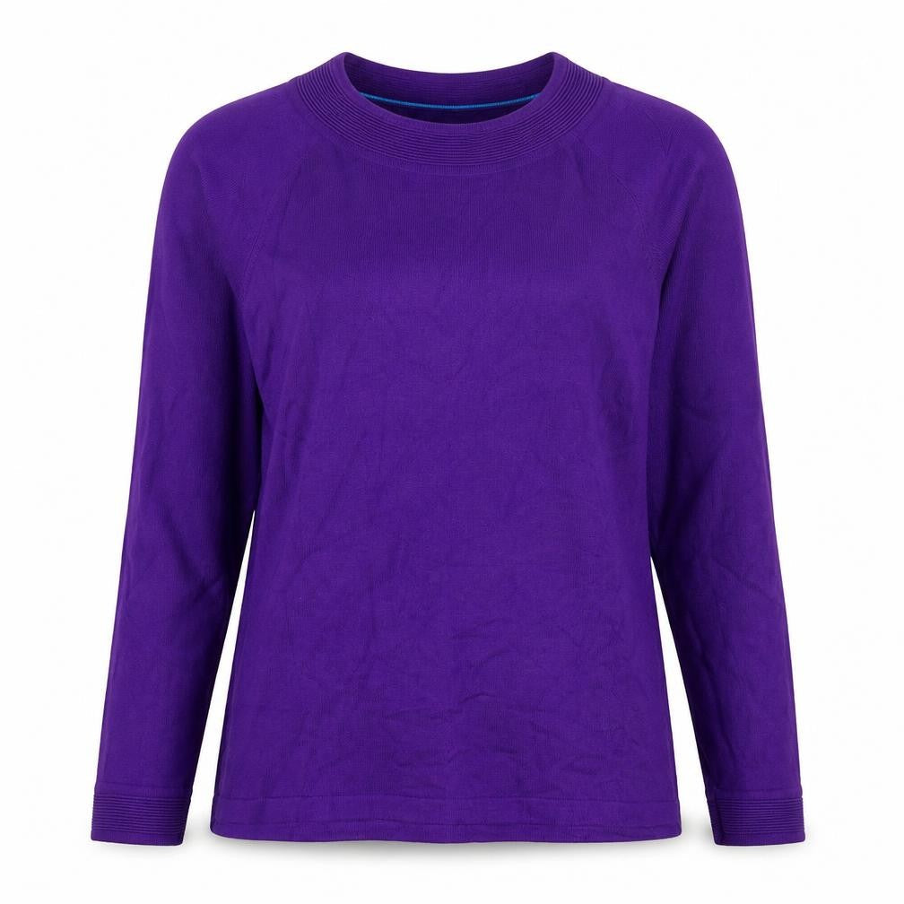 Bonmarché Womens Purple Round Neck Polyester Pullover Jumper Size M