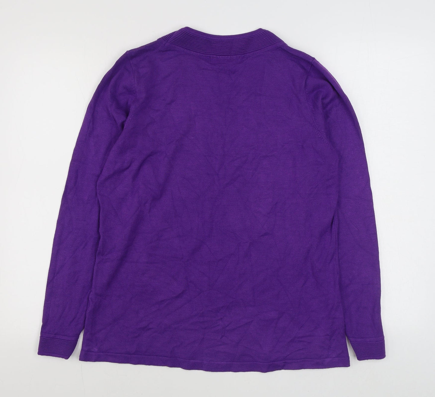 Bm Collection Womens Purple Round Neck  Polyester Pullover Jumper Size M