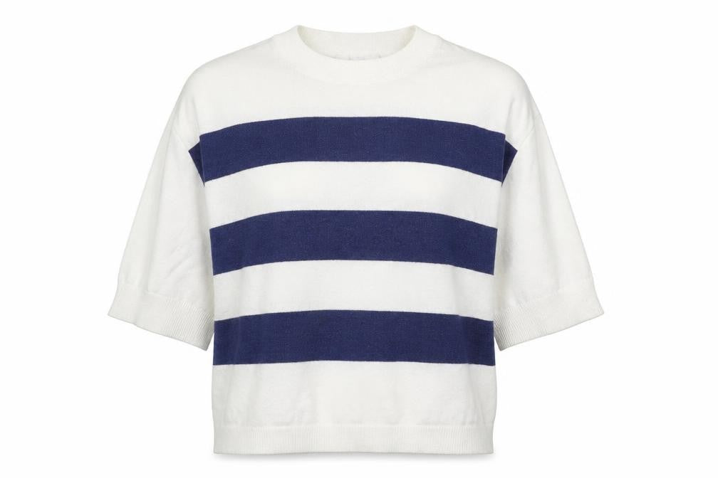 Object Womens White Round Neck Striped Nylon Pullover Jumper Size XS