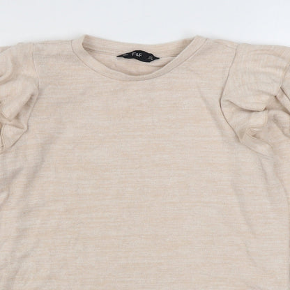 F&F Womens Beige  Polyester Pullover Sweatshirt Size 6  Pullover
