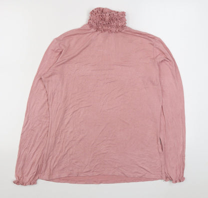 Preworn Womens Pink  Viscose Basic T-Shirt Size M High Neck
