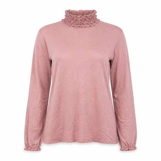 Preworn Womens Pink  Viscose Basic T-Shirt Size M High Neck