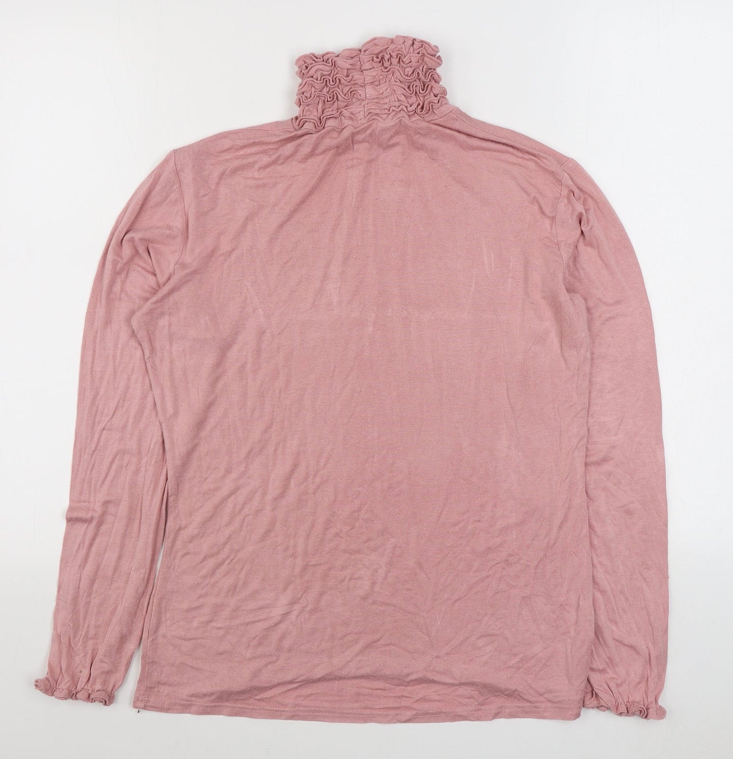 Preworn Womens Pink  Viscose Basic T-Shirt Size M High Neck