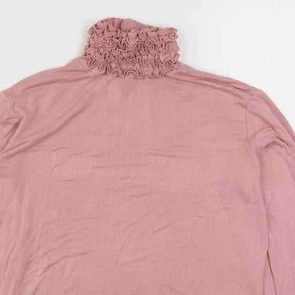 Preworn Womens Pink  Viscose Basic T-Shirt Size M High Neck