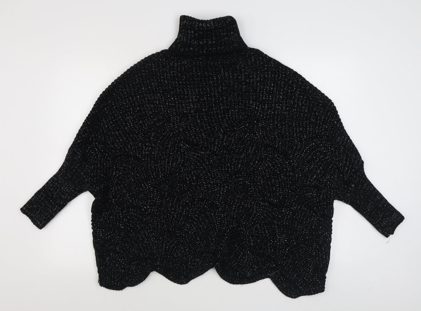 Preworn Womens Black Roll Neck  Acrylic Pullover Jumper Size S