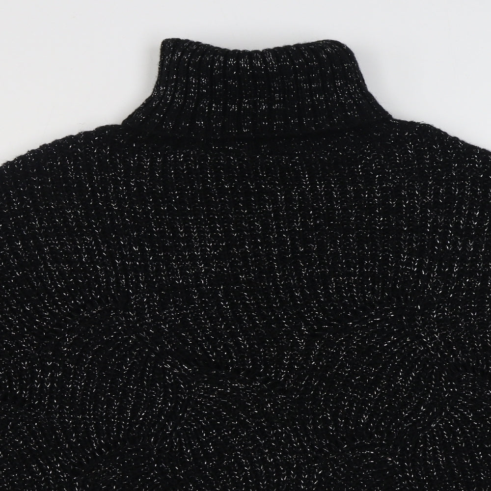 Preworn Womens Black Roll Neck  Acrylic Pullover Jumper Size S