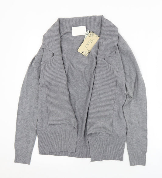 C. M. P. Womens Grey Collared  Viscose Cardigan Jumper Size XS
