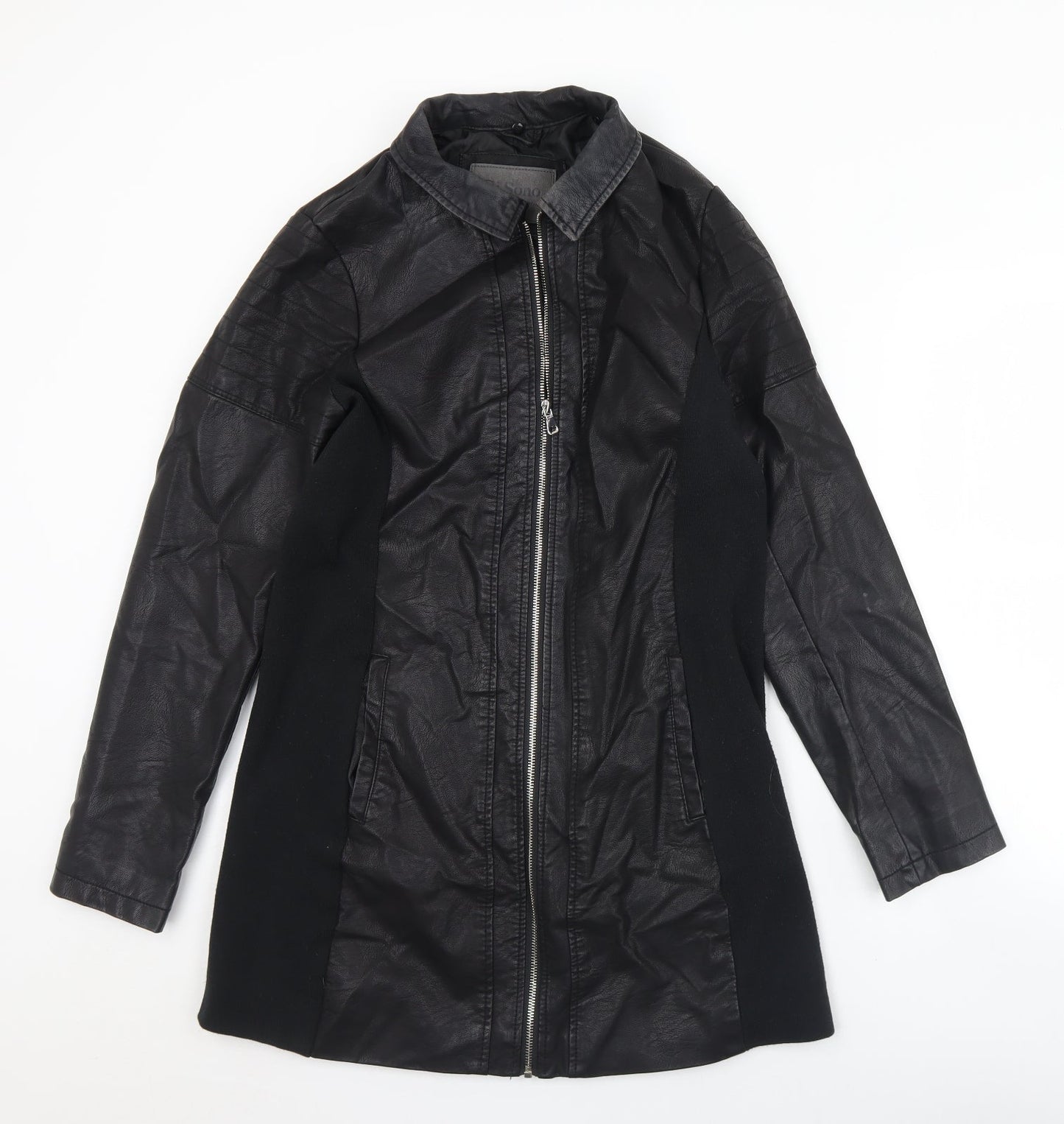 CI SONO Womens Black   Overcoat Coat Size L  Zip