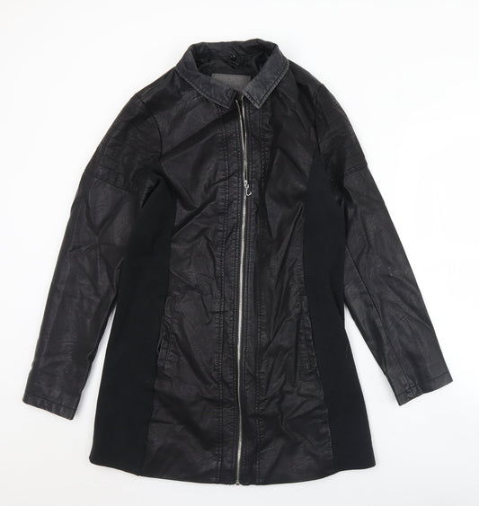 CI SONO Womens Black   Overcoat Coat Size L  Zip