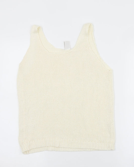 VILA Womens White Round Neck  Acrylic Vest Jumper Size M