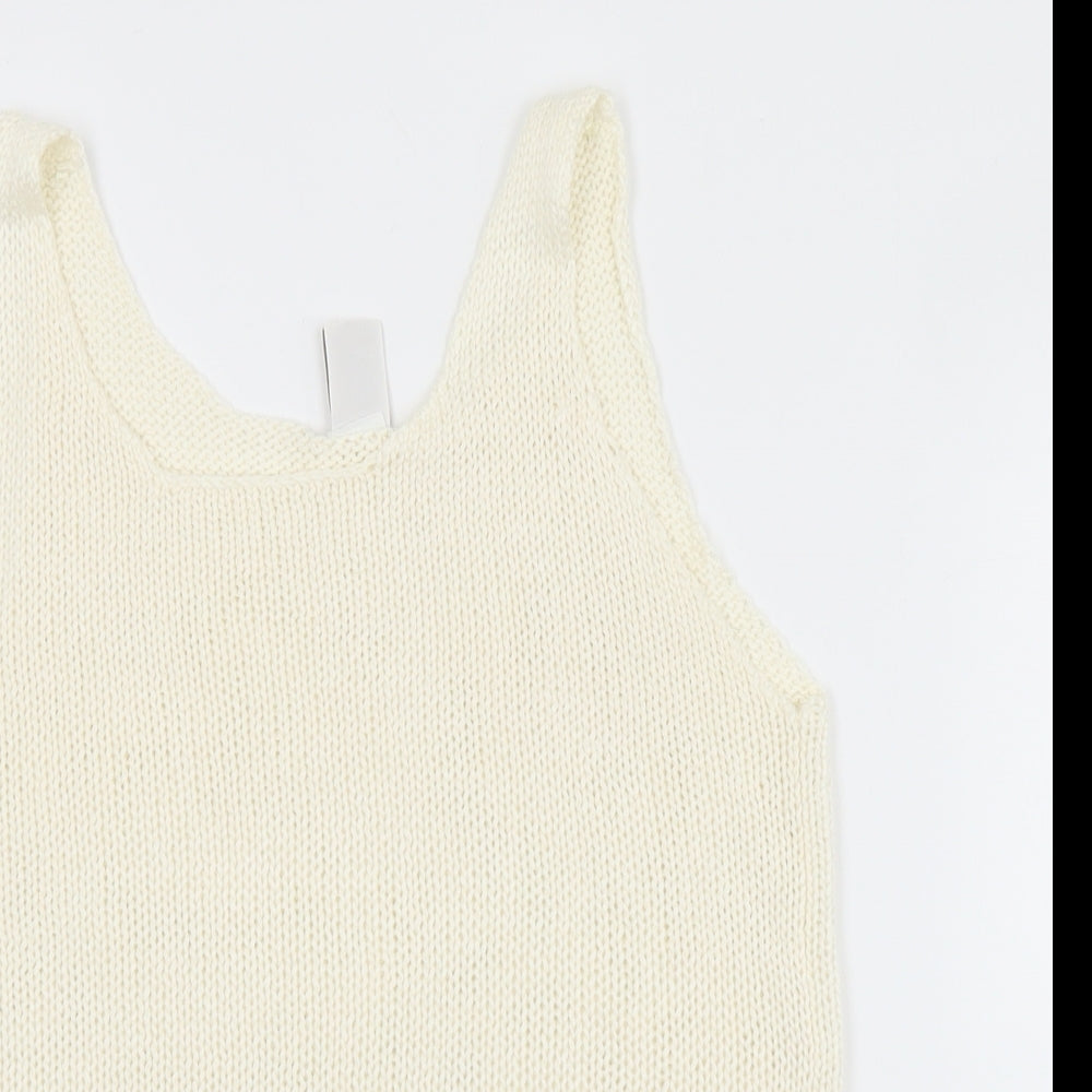 VILA Womens White Round Neck  Acrylic Vest Jumper Size M
