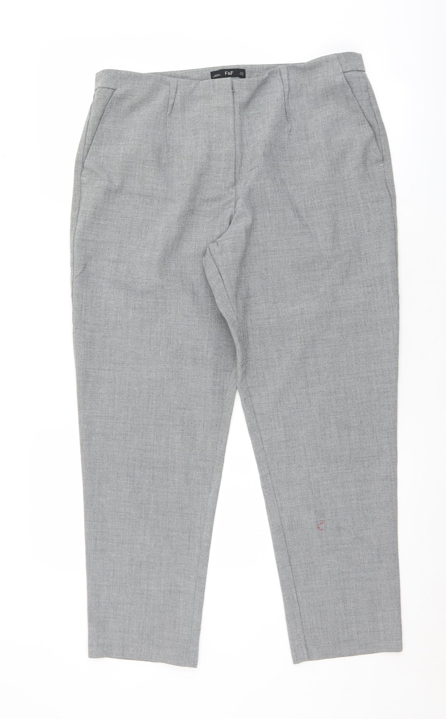 F&F Womens Grey  Polyester Dress Pants Trousers Size 14 L27 in Regular Zip