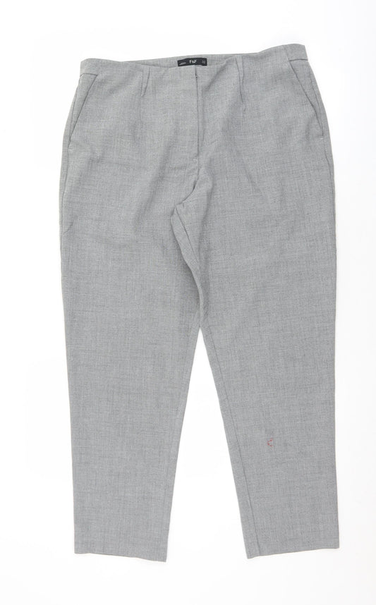 F&F Womens Grey  Polyester Dress Pants Trousers Size 14 L27 in Regular Zip