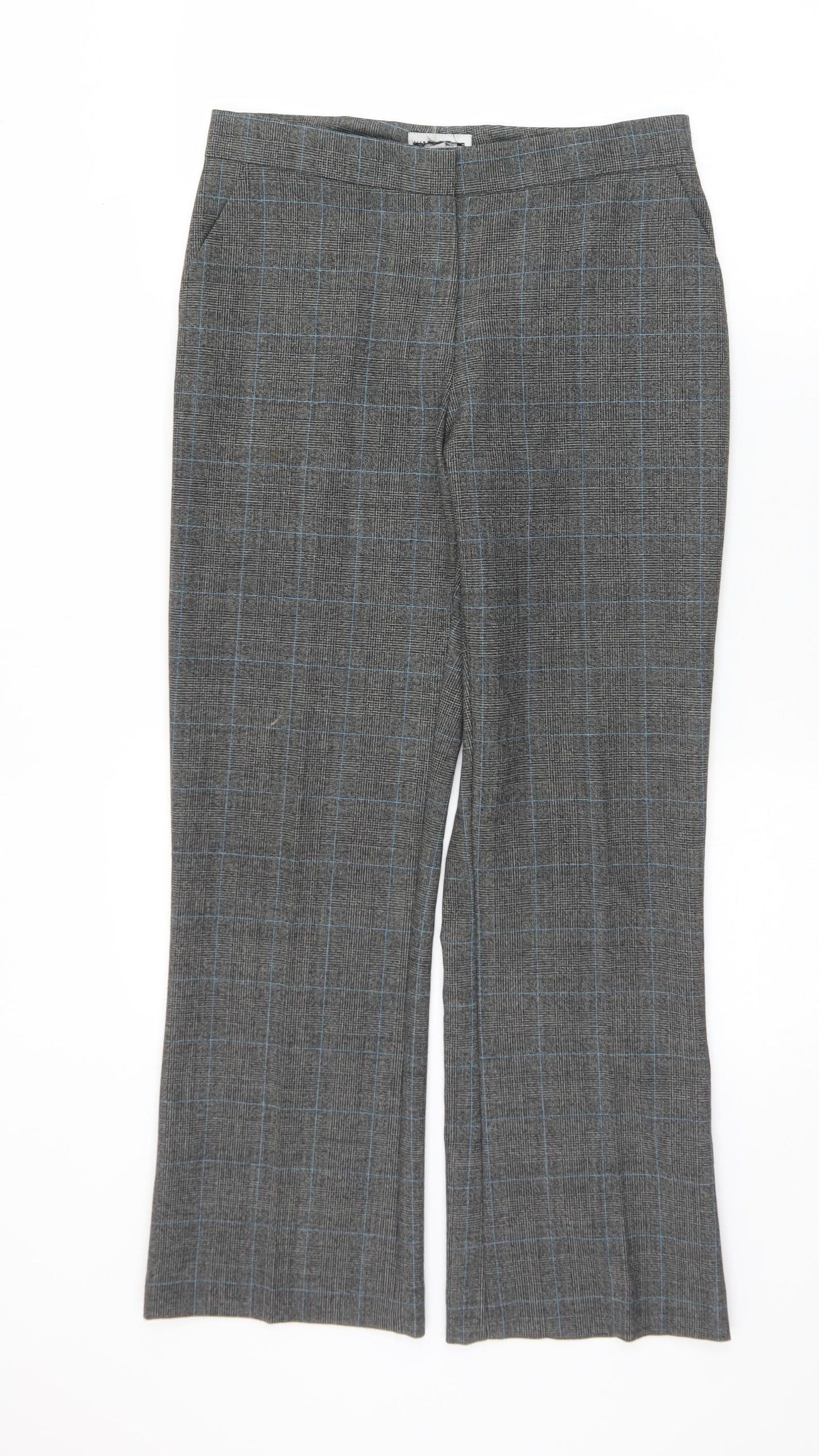 Preworn Womens Grey Plaid Polyester Dress Pants Trousers Size 10 L27 in Regular Zip