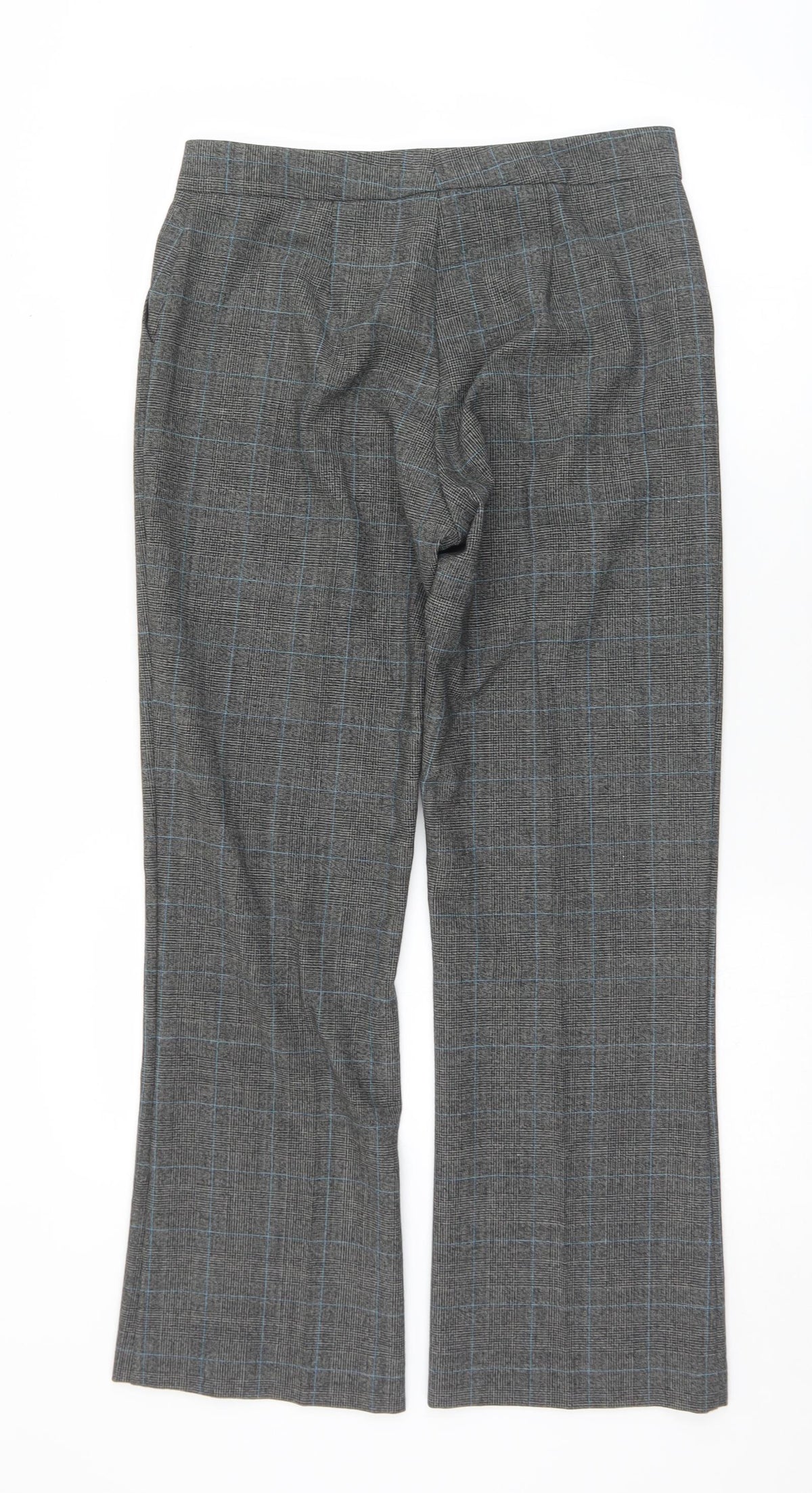 Preworn Womens Grey Plaid Polyester Dress Pants Trousers Size 10 L27 in Regular Zip
