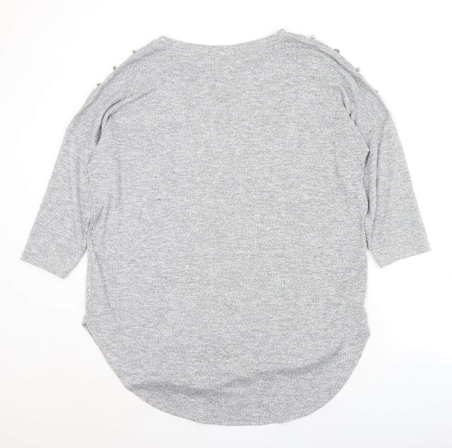 Papaya Womens Grey Round Neck  Viscose Pullover Jumper Size 16