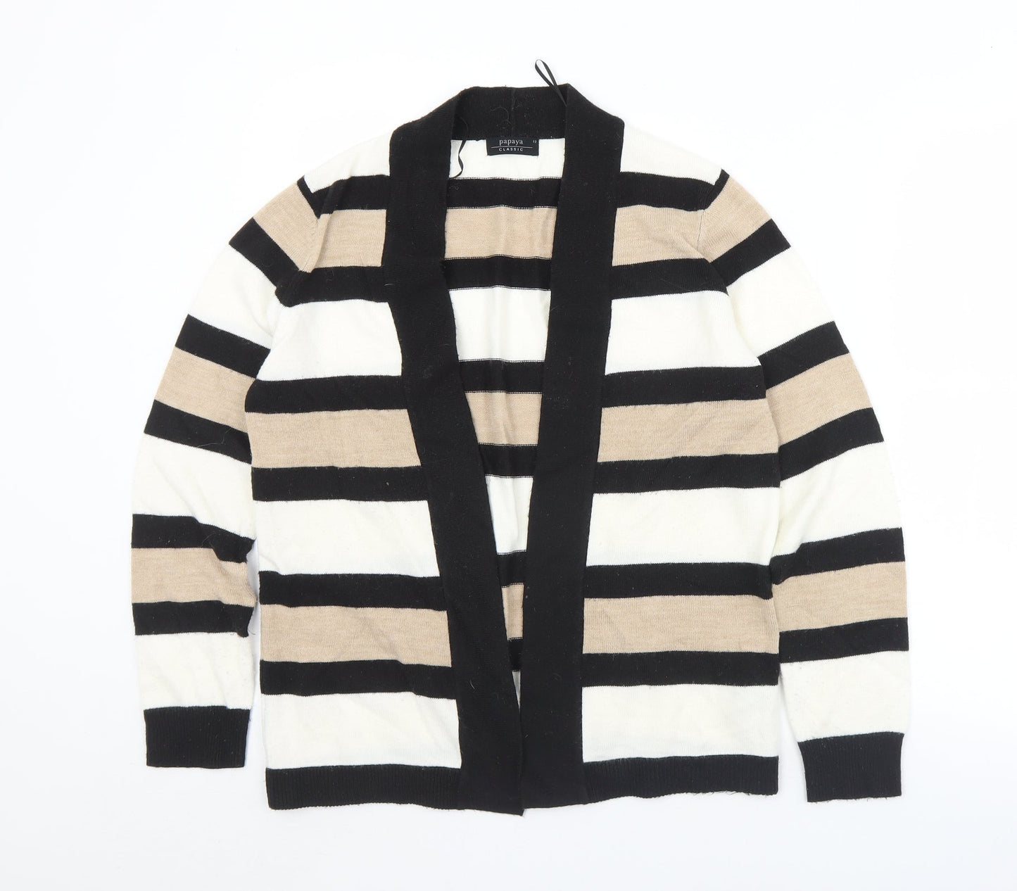 Papaya Womens Multicoloured Collared Striped Acrylic Cardigan Jumper Size 12
