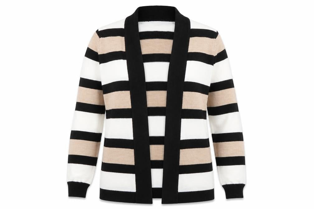 Papaya Womens Multicoloured Collared Striped Acrylic Cardigan Jumper Size 12