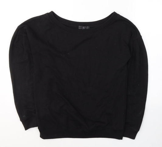 Missguided Womens Black  Cotton Pullover Sweatshirt Size 8  Pullover